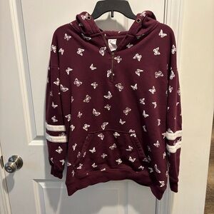 No Boundaries Maroon Butterfly Quarter-Zip Hoodie